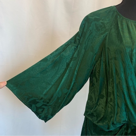 Zara Green Jacquard Front Knot Blouse XL NWOT - Picture 6 of 12